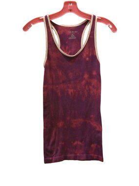 Women's Active Ribbed Purple Pink Custom Bleach Dye Racerback Tank Size S/M